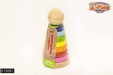 2 play ringpiramyde hout 8x15 cm