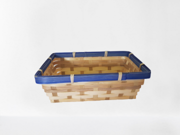 Mand bamboe gevlochten 21 x 15 x 7 cm blauw