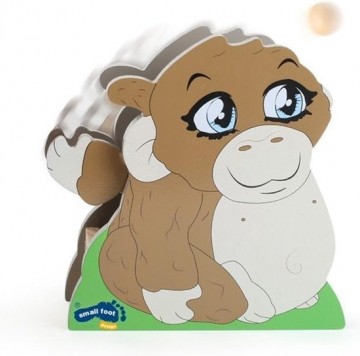 Small Foot Katapult Aap Hout 17 Cm Bruin