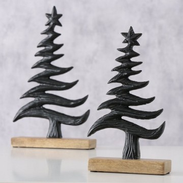 Boltze home wipflo kerstboom metaal zwart op mango houten voet 1