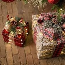 Countryfield decoratie cadeaubox led 13 cm rood