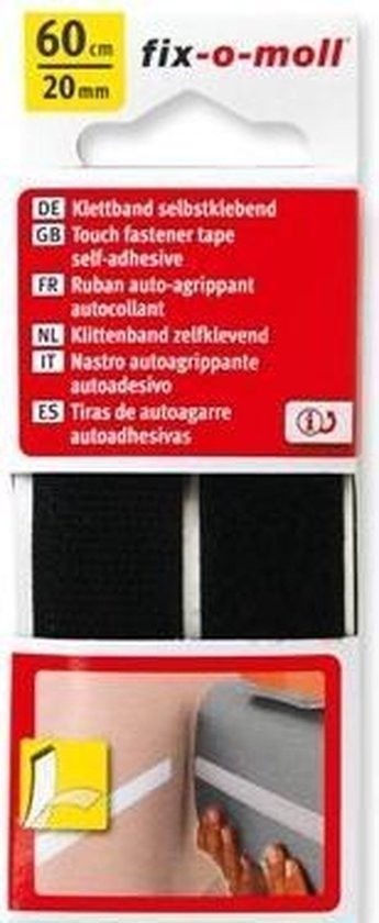 Fix o moll klittenband 60cmx20mm zwart 0