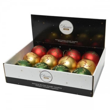 Kerstballen mix 12st  Goud rood en groen
