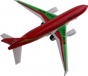 Johntoy vliegtuig met licht en geluid pull back 18 cm rood