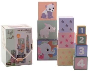 Joueco the wildies family stapelblokken 10 delig 17x14 5x24cm
