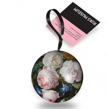 Kerstbal blik de heem bloemen o7cm