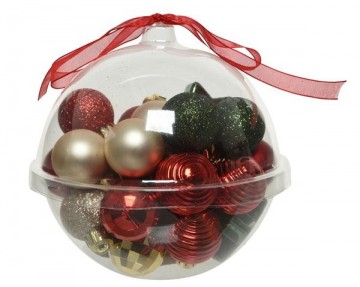 Kerstballen set kunststof 30 ballen rood2