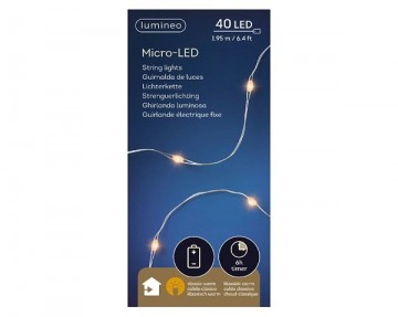 Lumineo micro led streng lichtsnoer zilver klassiek warm 195 cm 40 l