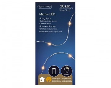 Lumineo micro led streng zilver klassiek warm 95 cm 20 l 1