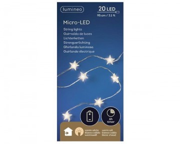 Lumineo micro led verlichting ster zilver warm wit 95 cm 20 led 1