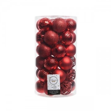 Kerstballenset kunststof 6cm 37st Rood