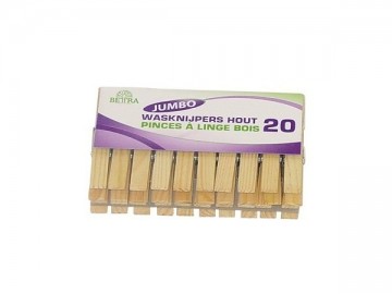 Wasknijpers jumbo hout 20 st