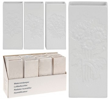 Waterverdamper wit 20x8x3cm bloemrelief